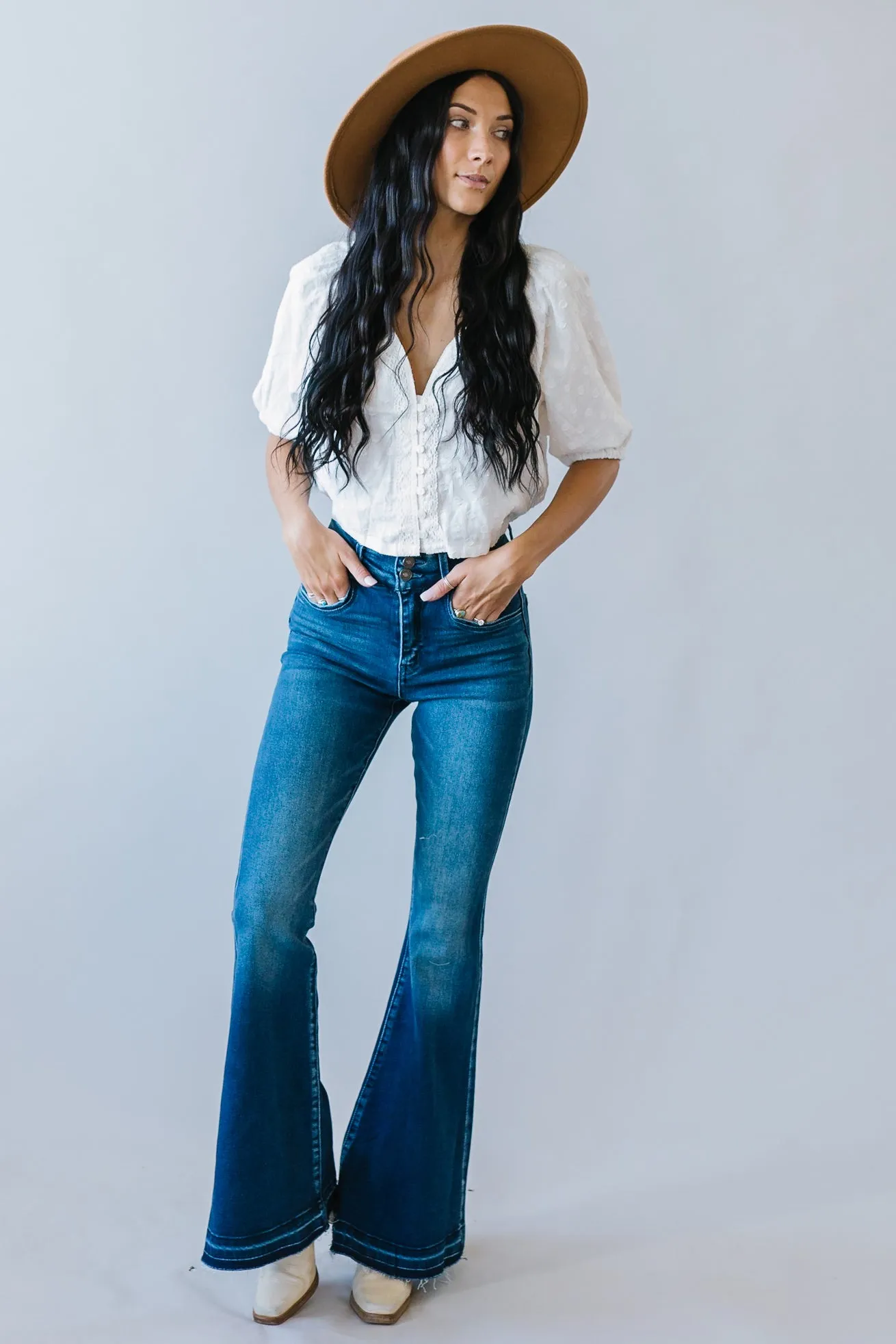 Gold Hollow Released Hem Flares by Kancan