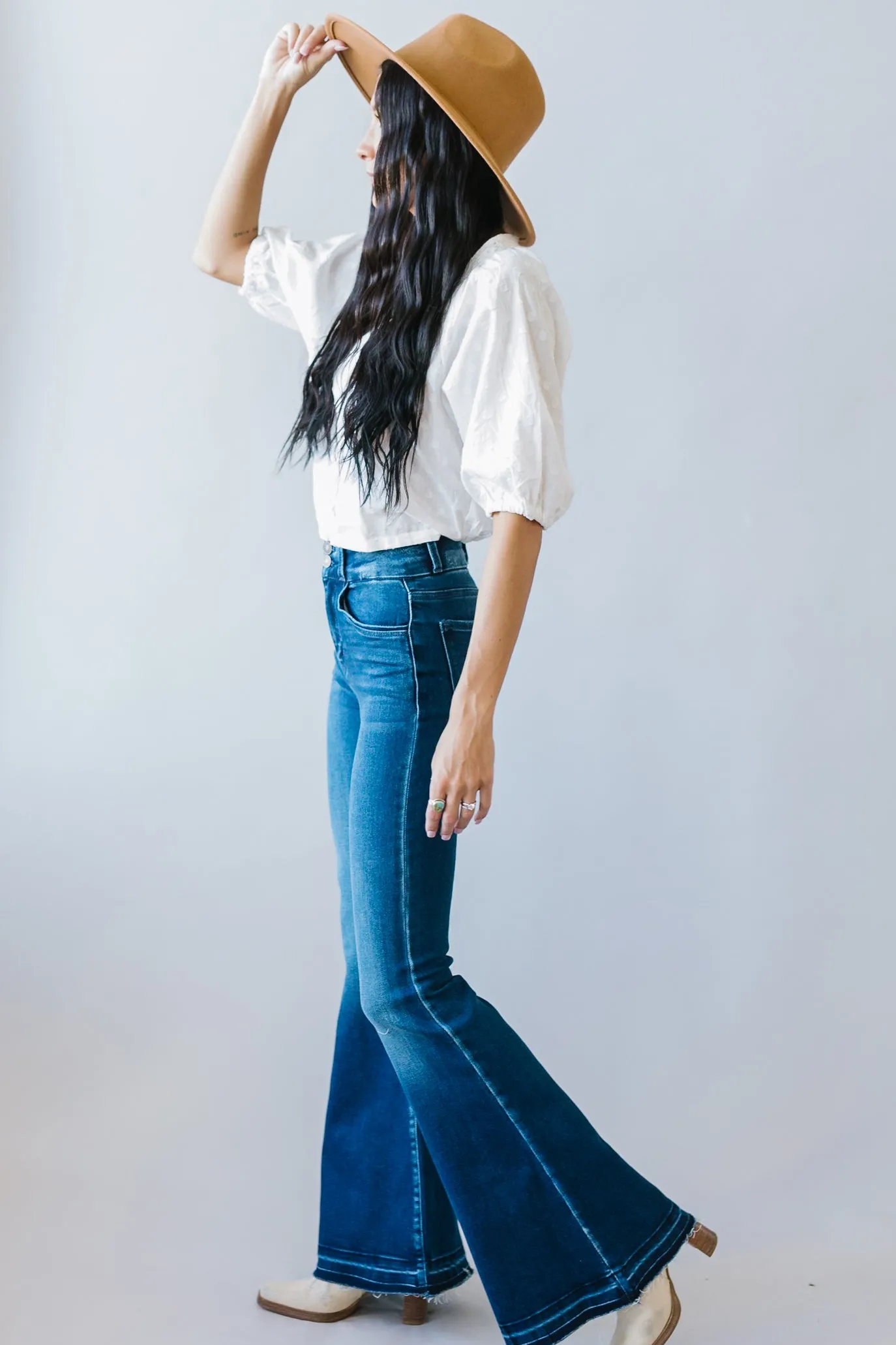 Gold Hollow Released Hem Flares by Kancan