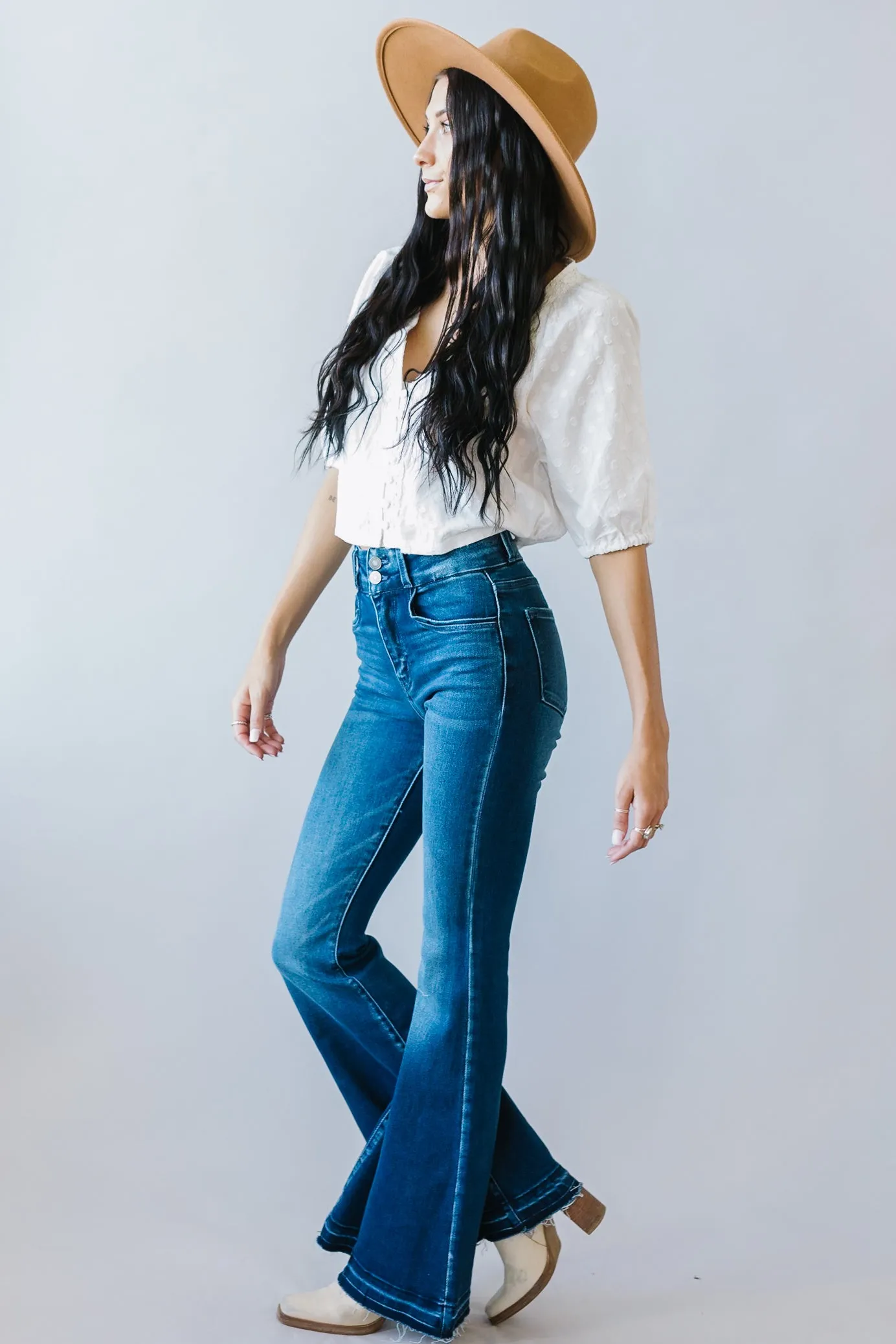 Gold Hollow Released Hem Flares by Kancan