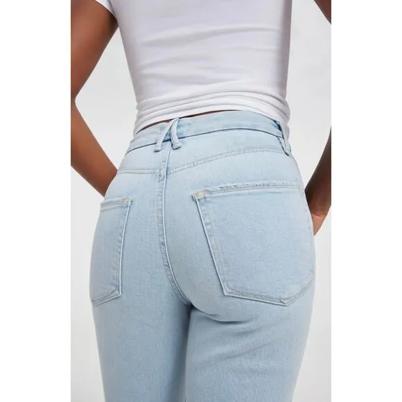 GOOD AMERICAN Good Boy Ripped High Waist Chewed Hem Boyfriend Jeans Size 25