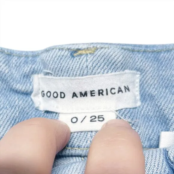 GOOD AMERICAN Good Boy Ripped High Waist Chewed Hem Boyfriend Jeans Size 25