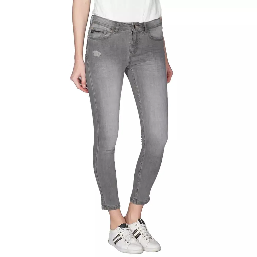 Gray Cotton Women's Push-Up Jeggings