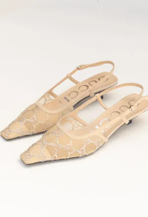 Gucci GG Embellished Slingback Heels