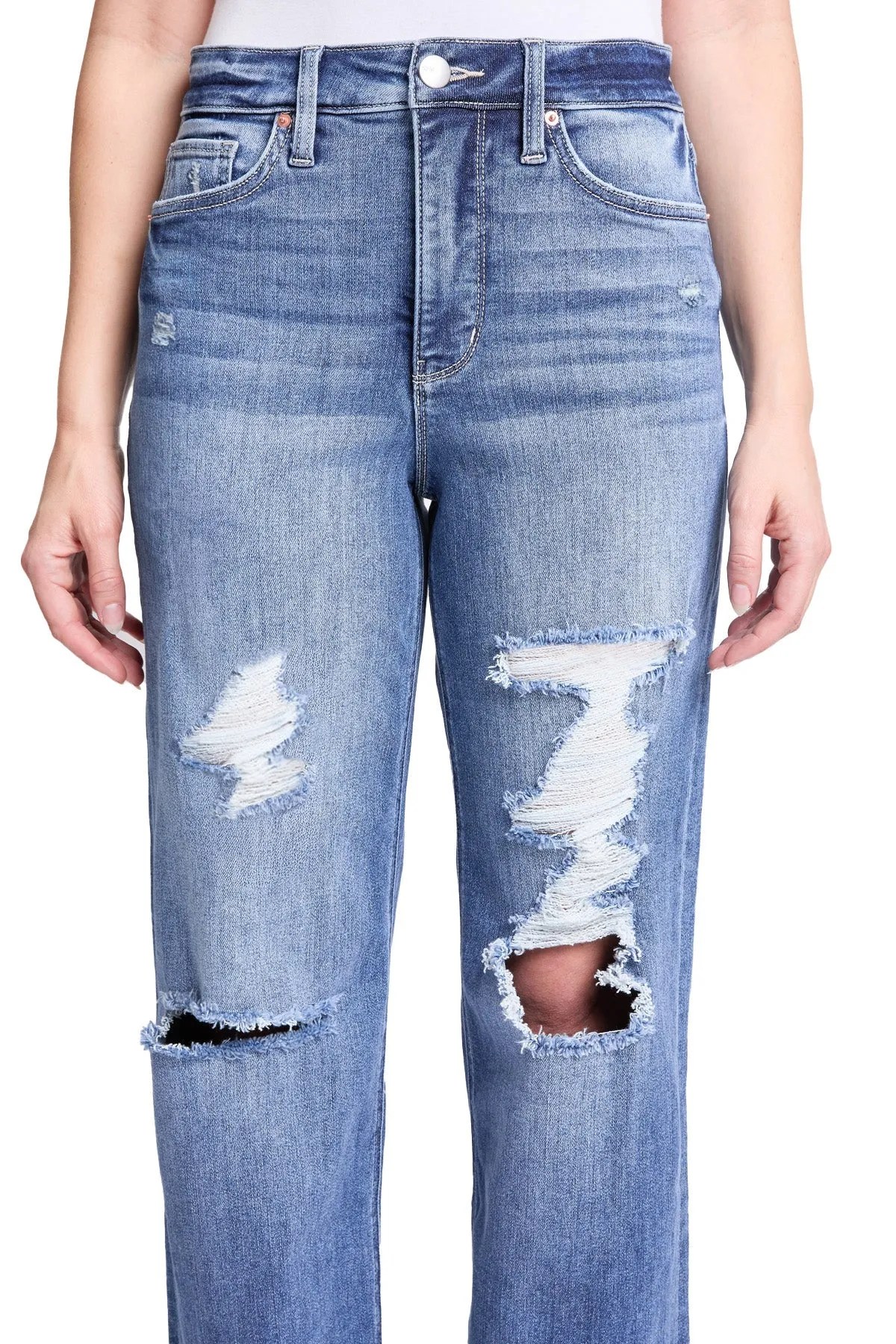 Hailey High Rise Distressed Wide Leg Jeans