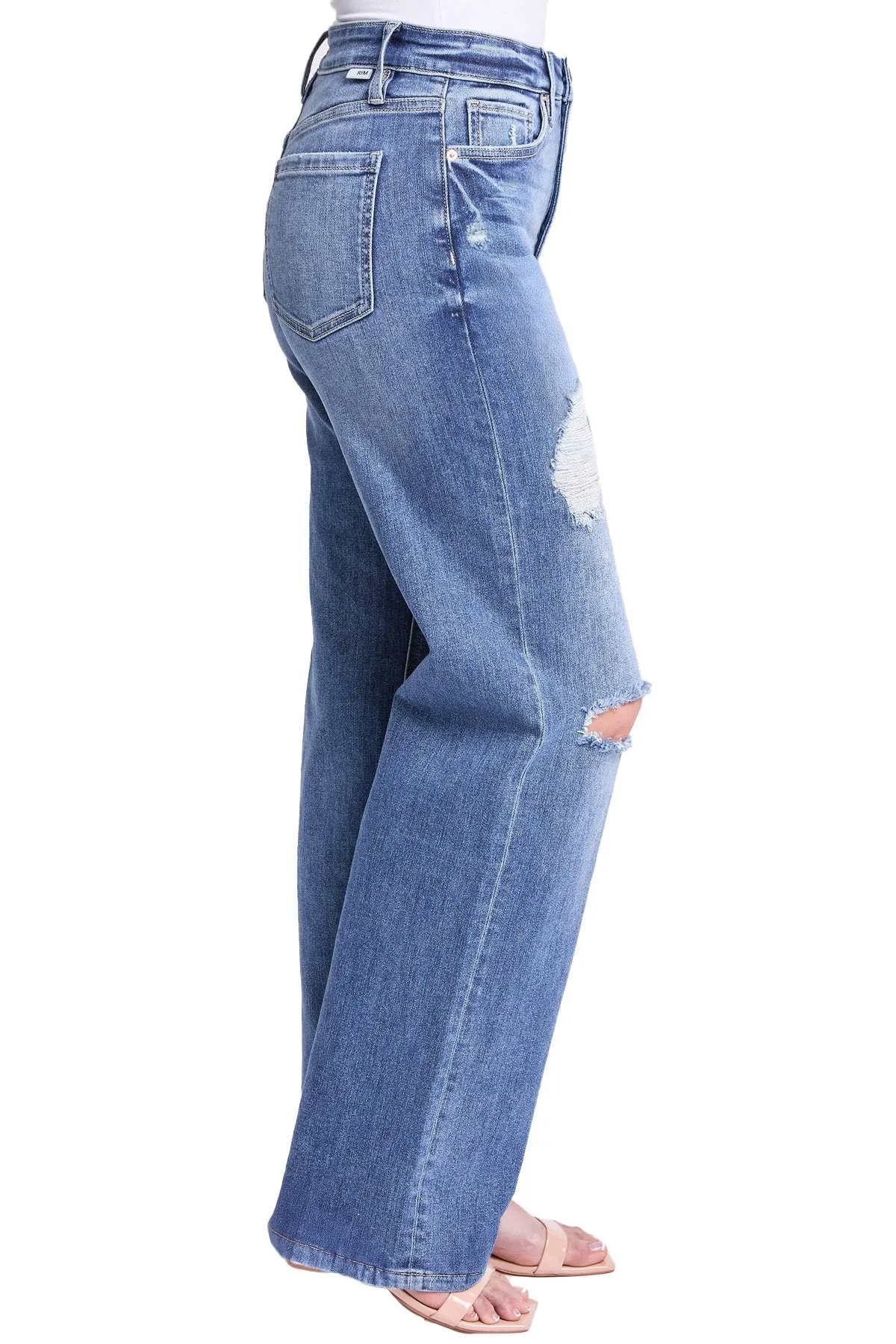 Hailey High Rise Distressed Wide Leg Jeans