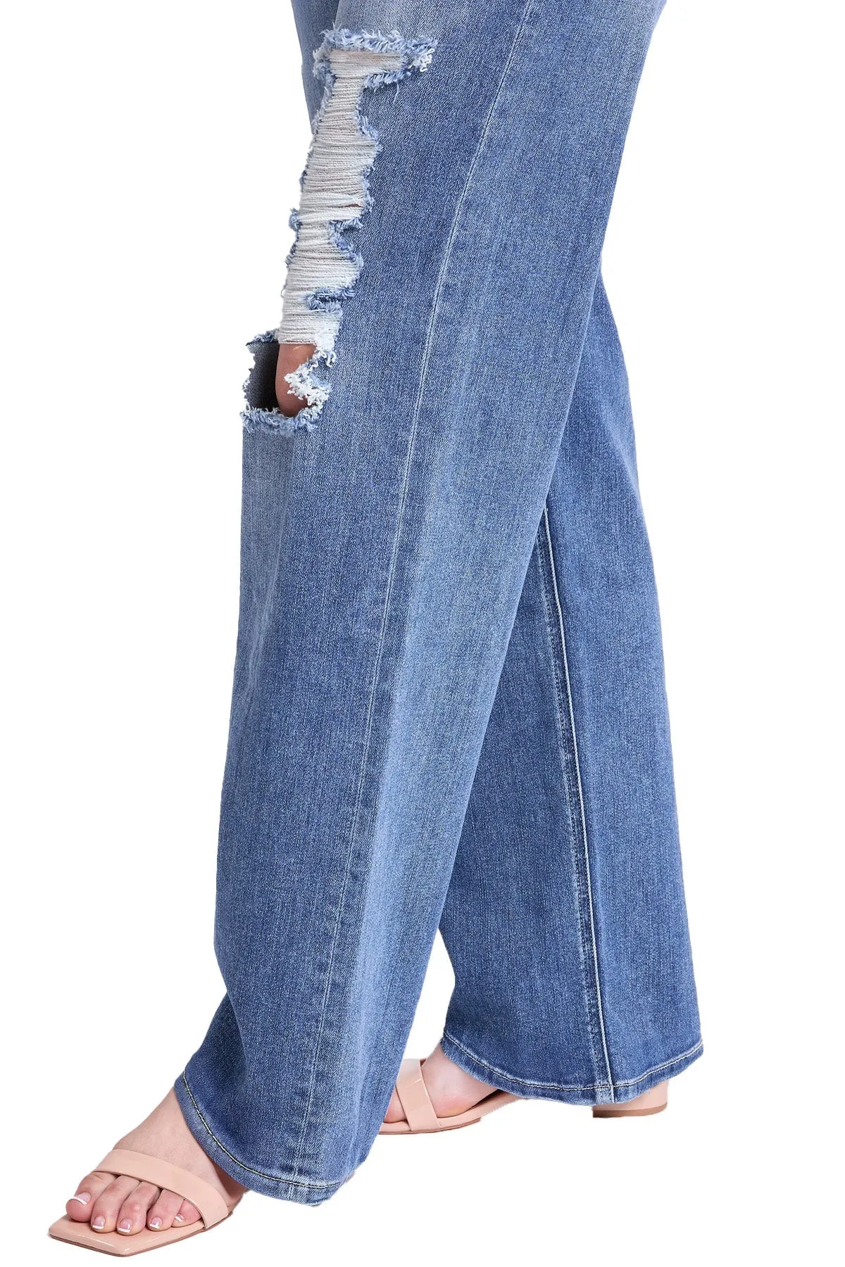 Hailey High Rise Distressed Wide Leg Jeans