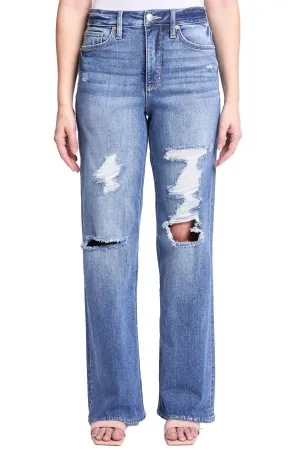 Hailey High Rise Distressed Wide Leg Jeans