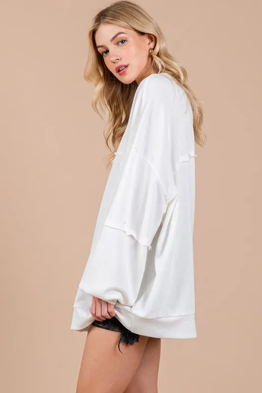 Hazel Blues® |  Ces Femme Exposed Seam Long Sleeve Sweatshirt