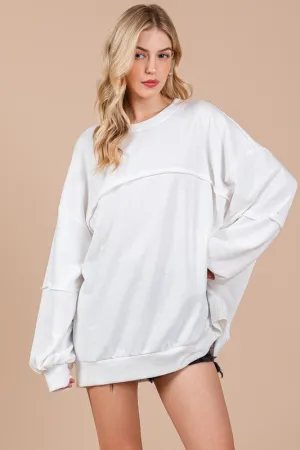 Hazel Blues® |  Ces Femme Exposed Seam Long Sleeve Sweatshirt