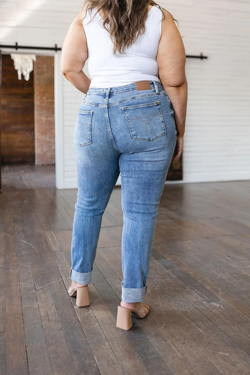 Hazel Blues® |  Elodie Mid Rise Distressed Boyfriend Jeans