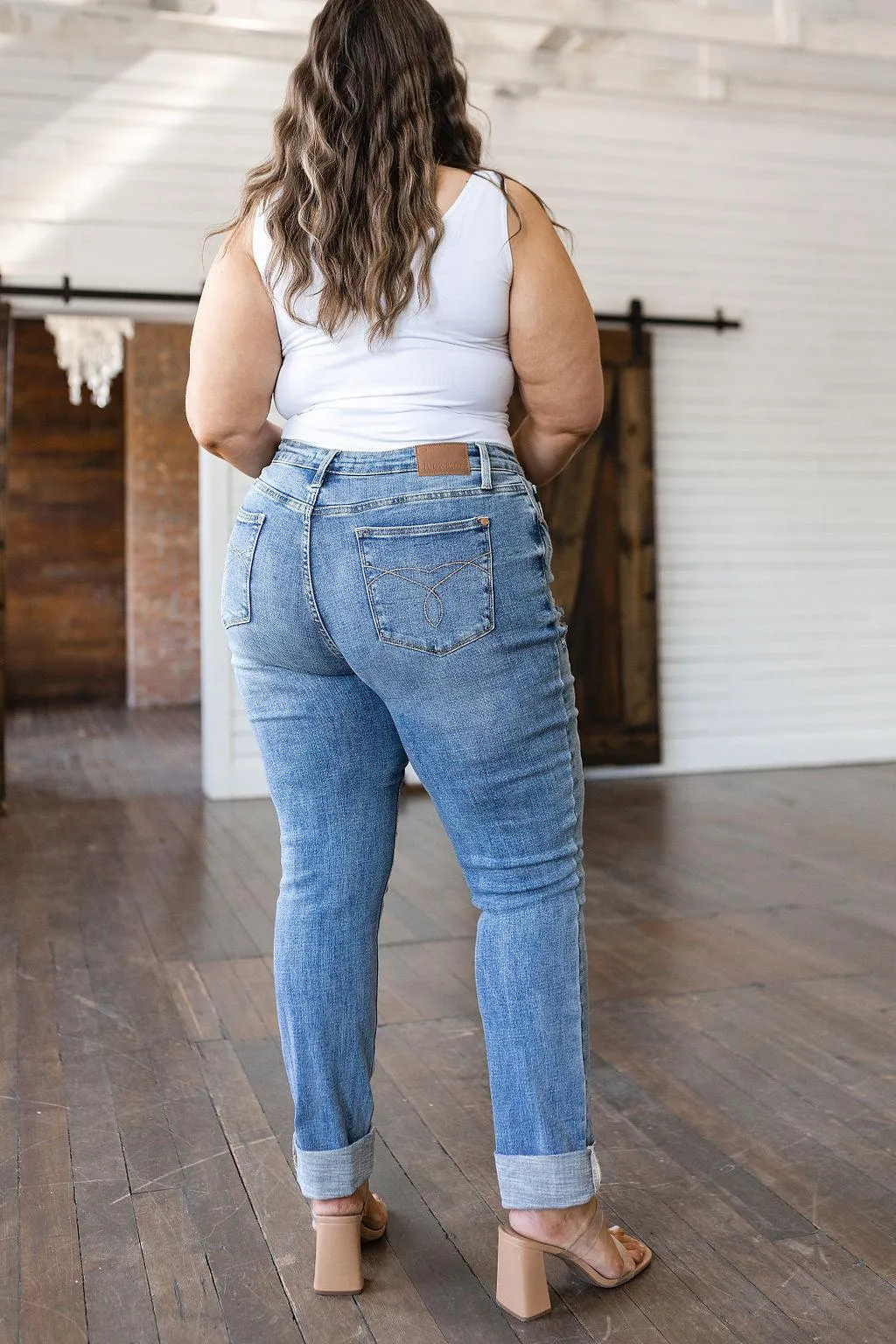 Hazel Blues® |  Elodie Mid Rise Distressed Boyfriend Jeans