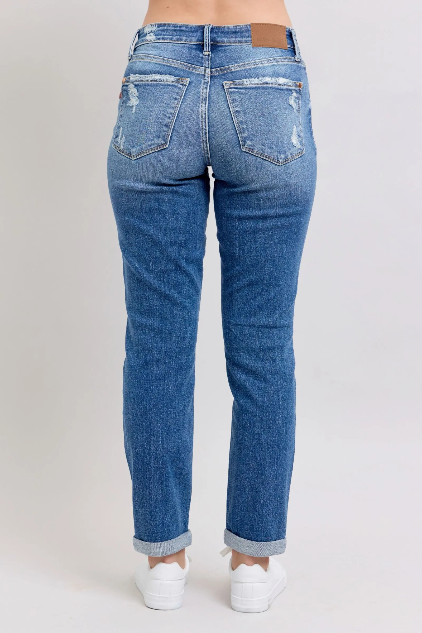 Hazel Blues® | Judy Blue Button Fly Distressed Jeans with Pockets