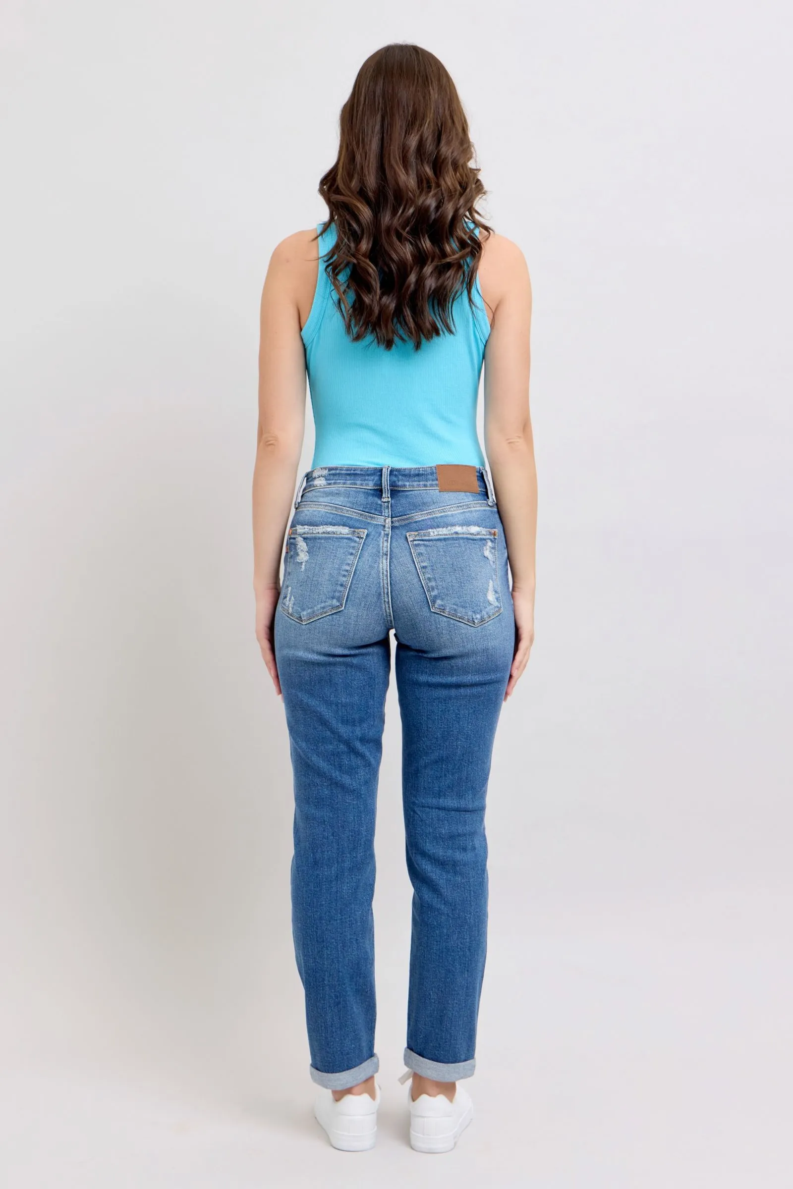 Hazel Blues® | Judy Blue Button Fly Distressed Jeans with Pockets