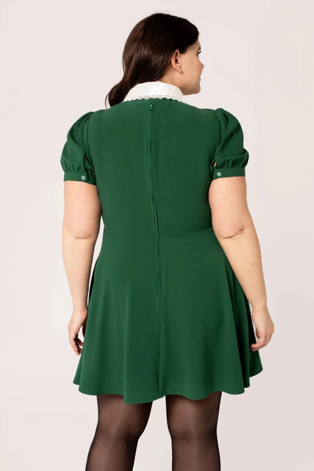Hell Bunny Basil Mini Dress - Green, Fox Embroidered Collar