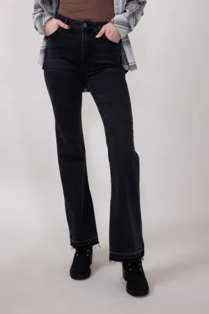 Hidden High Rise Let Out Happi Flare Jeans for Women in Black | HD3181-BLK