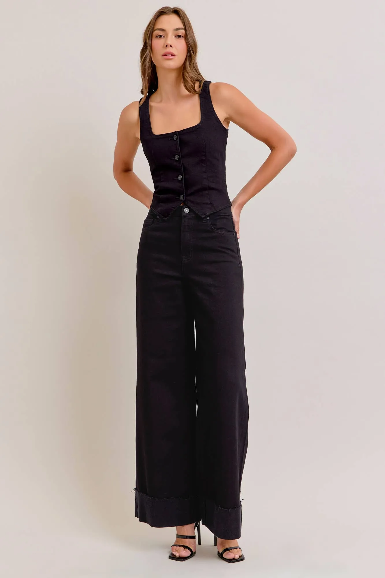Hidden Jeans - Black Clean Stretch 32in Inseam Wideleg NORI