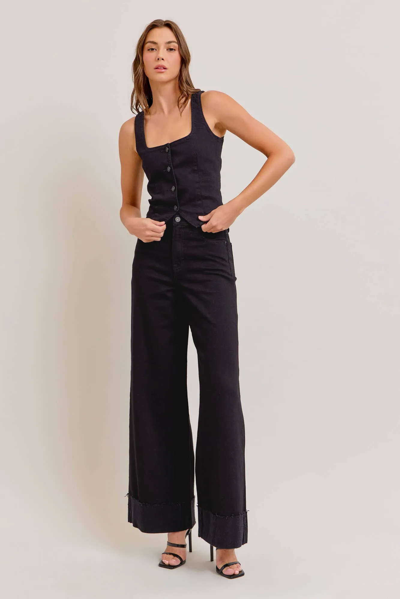 Hidden Jeans - Black Clean Stretch 32in Inseam Wideleg NORI