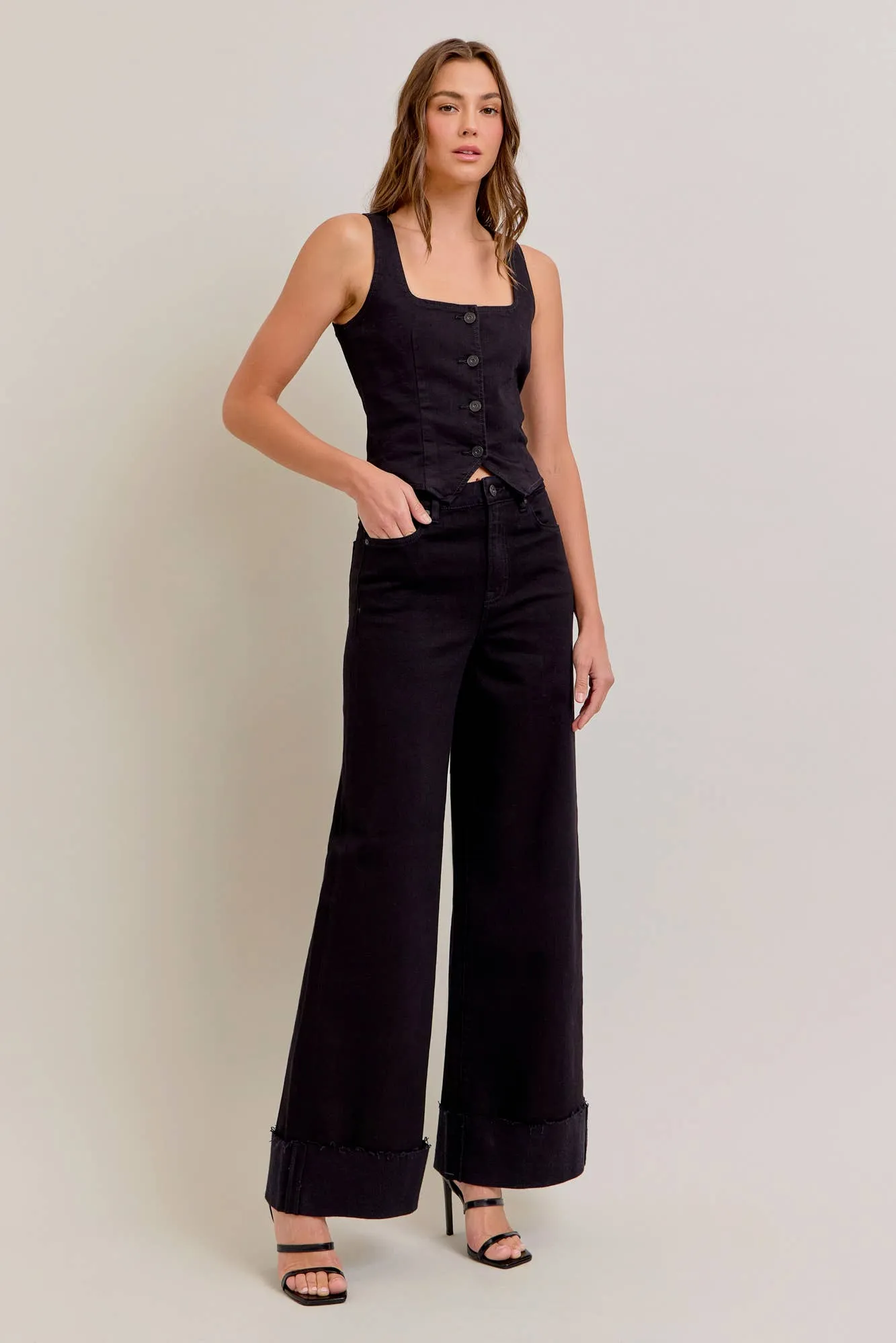 Hidden Jeans - Black Clean Stretch 32in Inseam Wideleg NORI