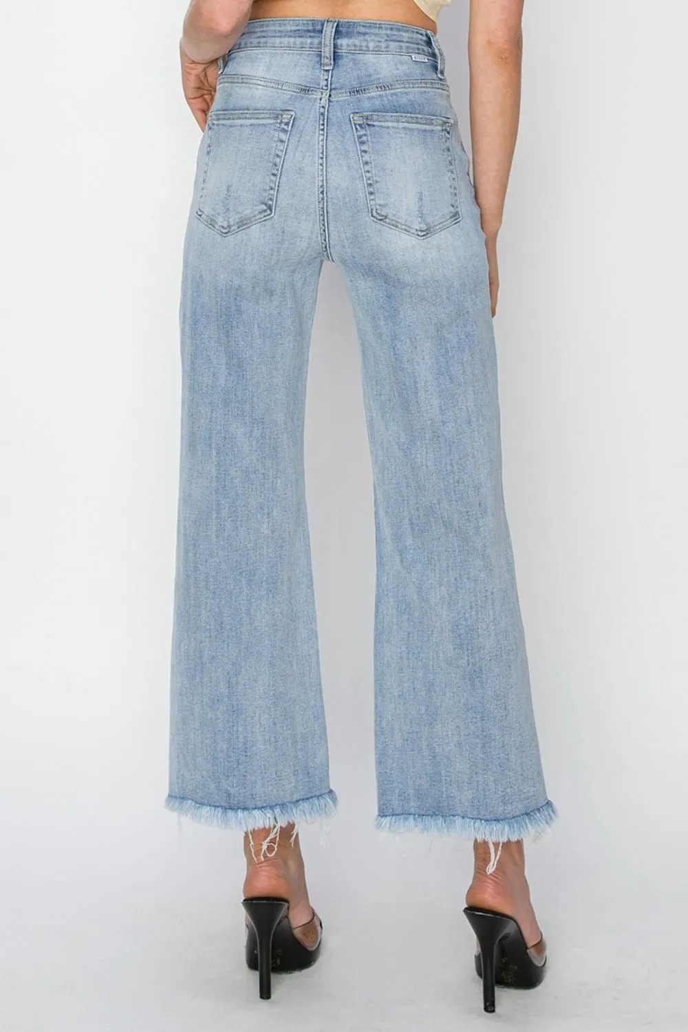 High Rise Crop Fray Hem Jeans