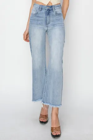 High Rise Crop Fray Hem Jeans