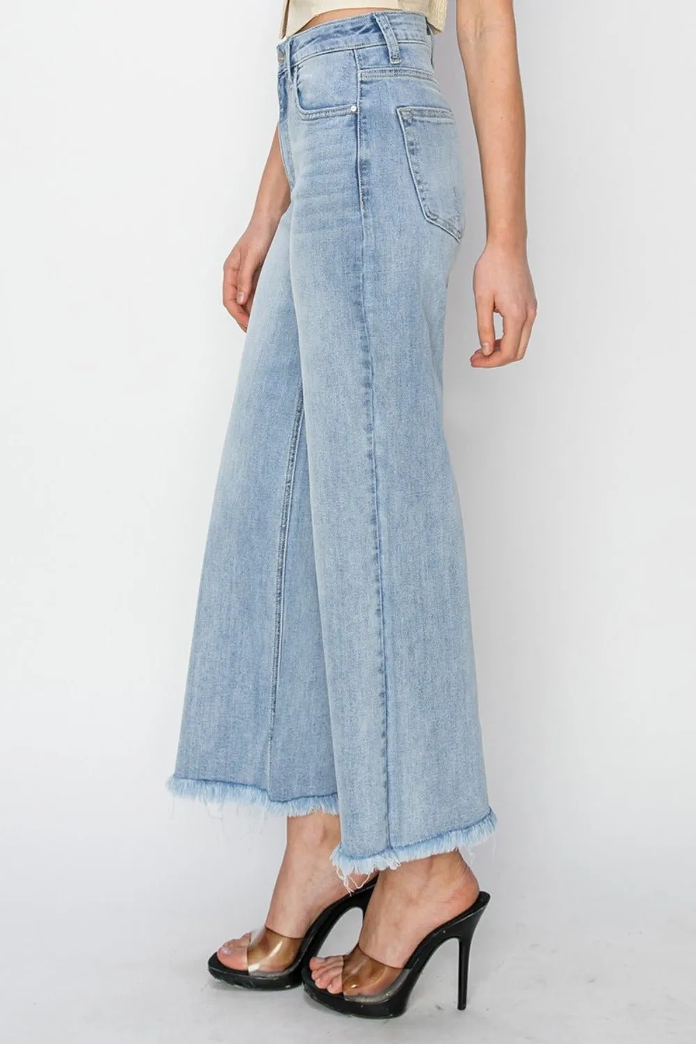 High Rise Crop Fray Hem Jeans