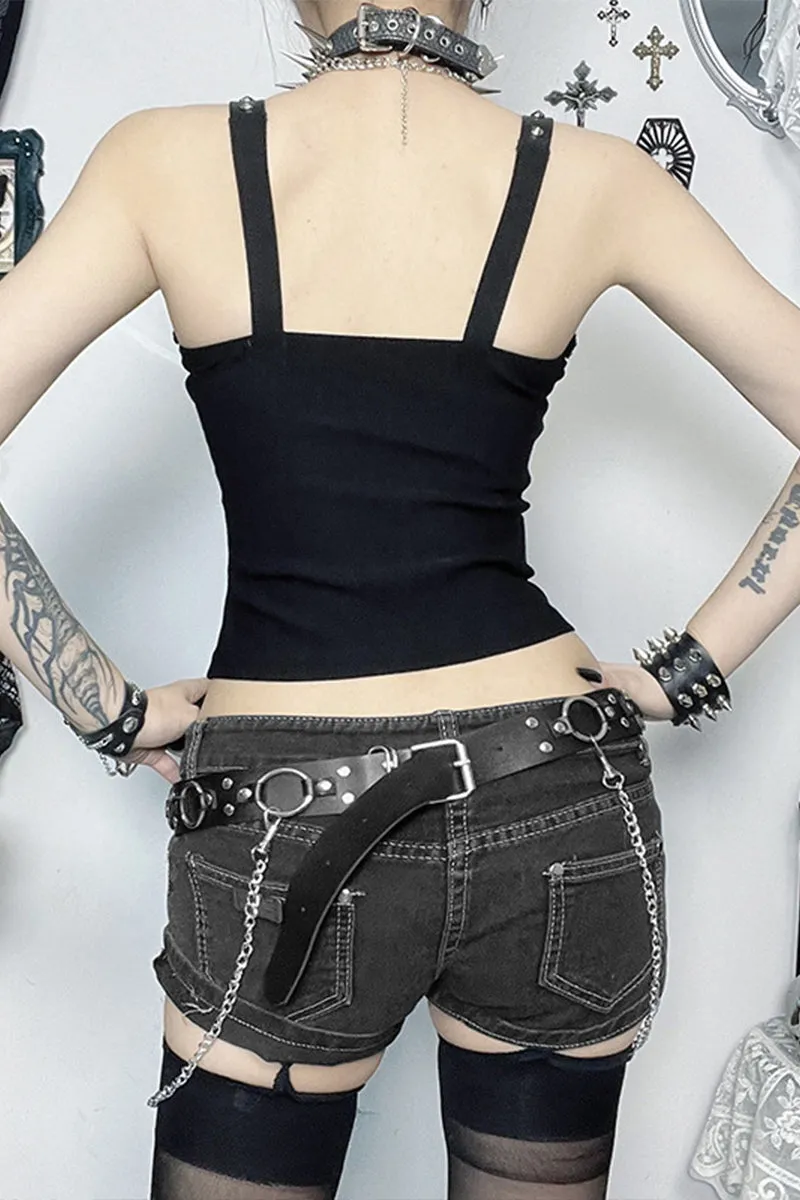 HTS1323 Punk Rock Graphic Corset Top