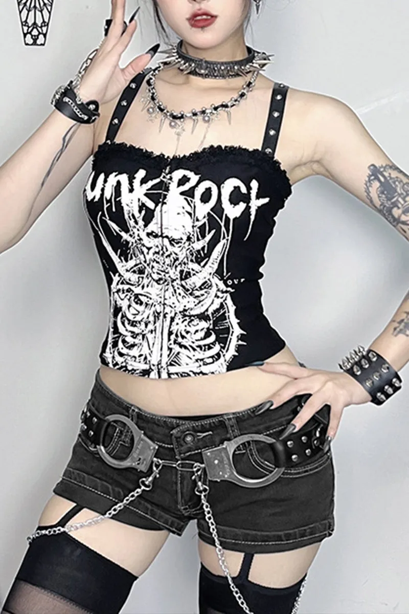 HTS1323 Punk Rock Graphic Corset Top