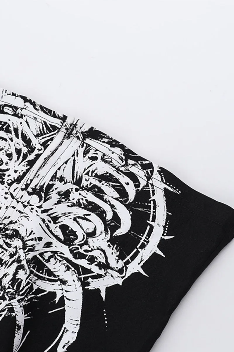 HTS1323 Punk Rock Graphic Corset Top