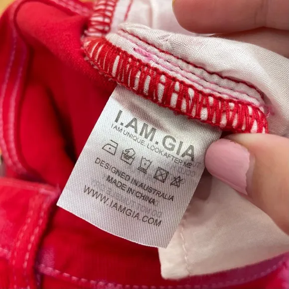 I.AM.GIA. Balin High Rise Straight Leg Jeans Red Pink Tie Dye Size XXS