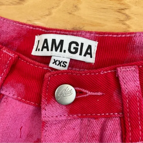 I.AM.GIA. Balin High Rise Straight Leg Jeans Red Pink Tie Dye Size XXS
