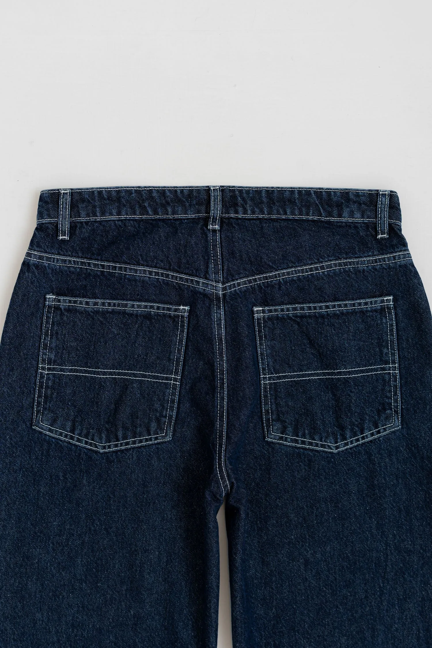 INDIGO WASH CUT & SEW BAGGY FIT JEANS