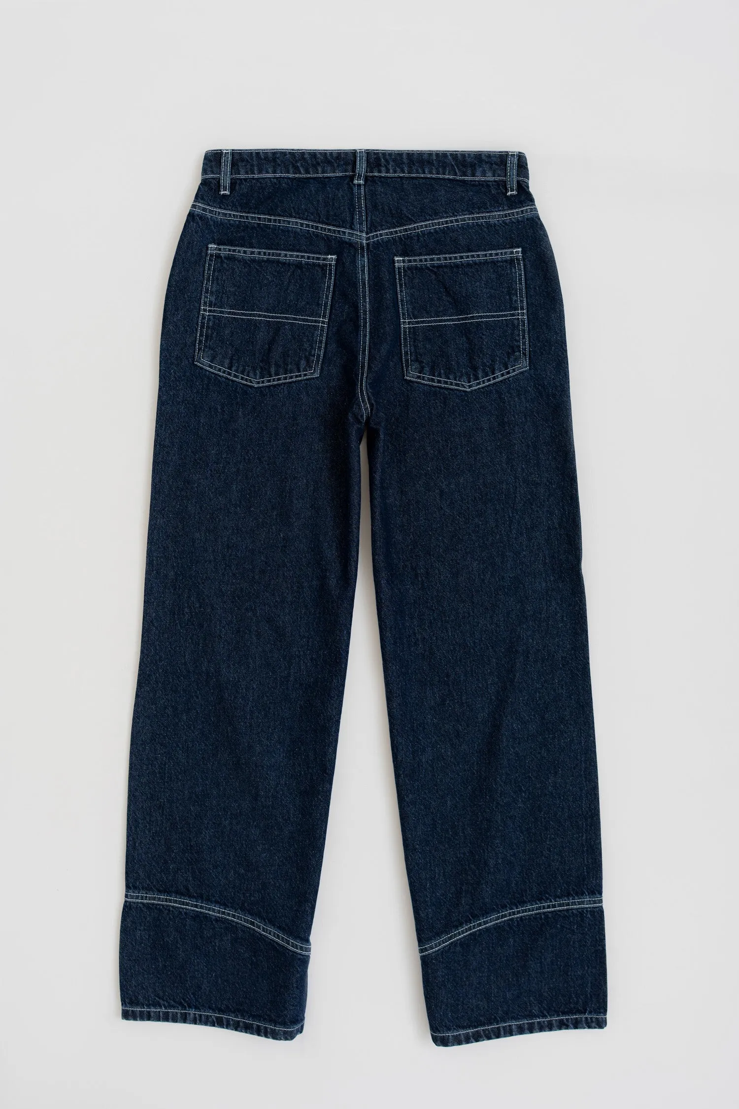 INDIGO WASH CUT & SEW BAGGY FIT JEANS