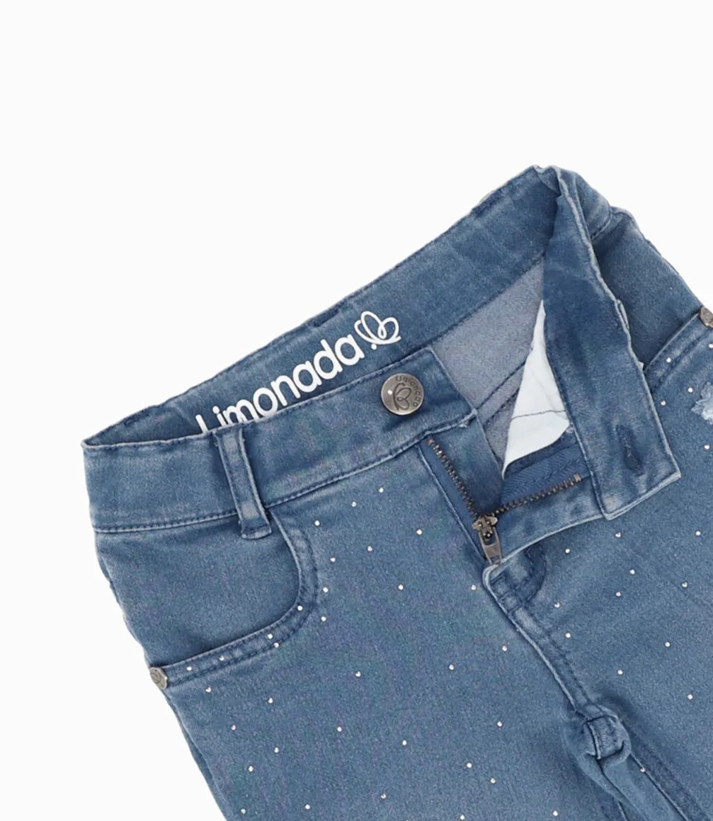 Jeans Bebé Acampanado Con Brillos