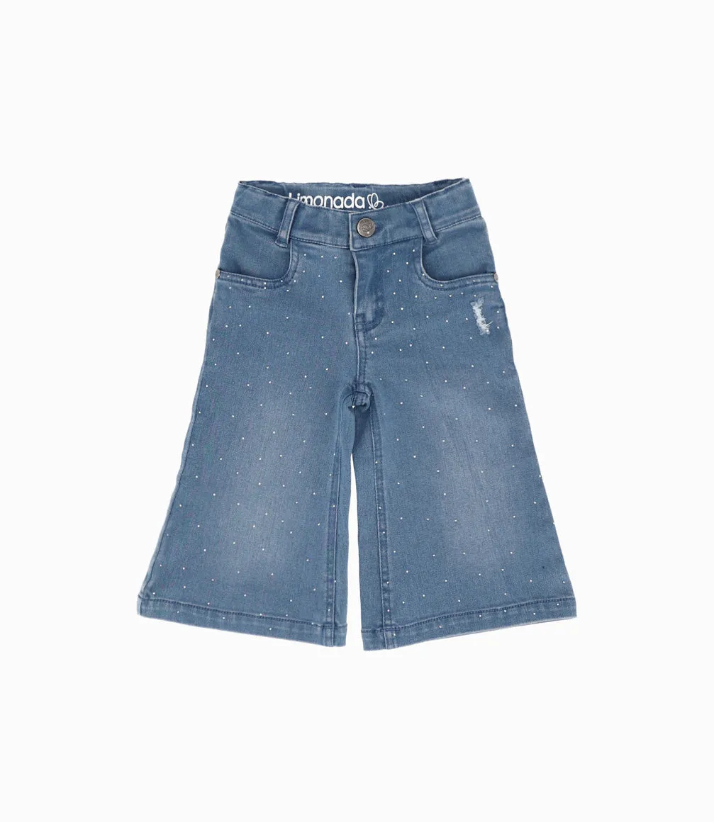 Jeans Bebé Acampanado Con Brillos