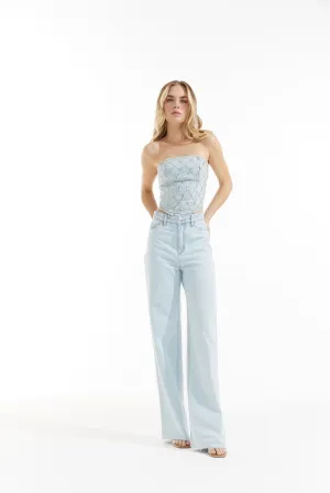 Jeans Corset with Diamanté Embellishment