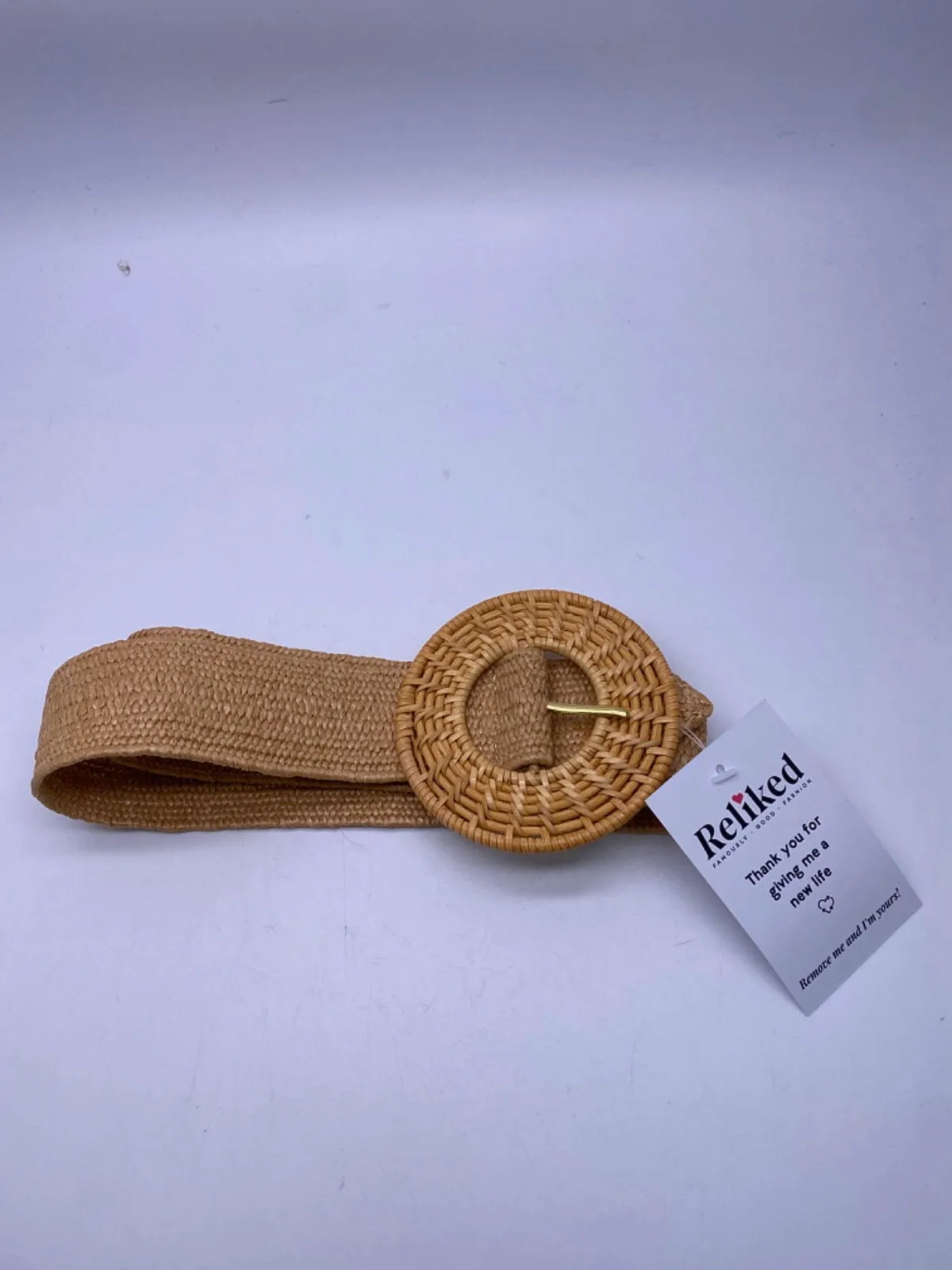 J.Mclaughlin Beige Woven Straw Belt UK S/M
