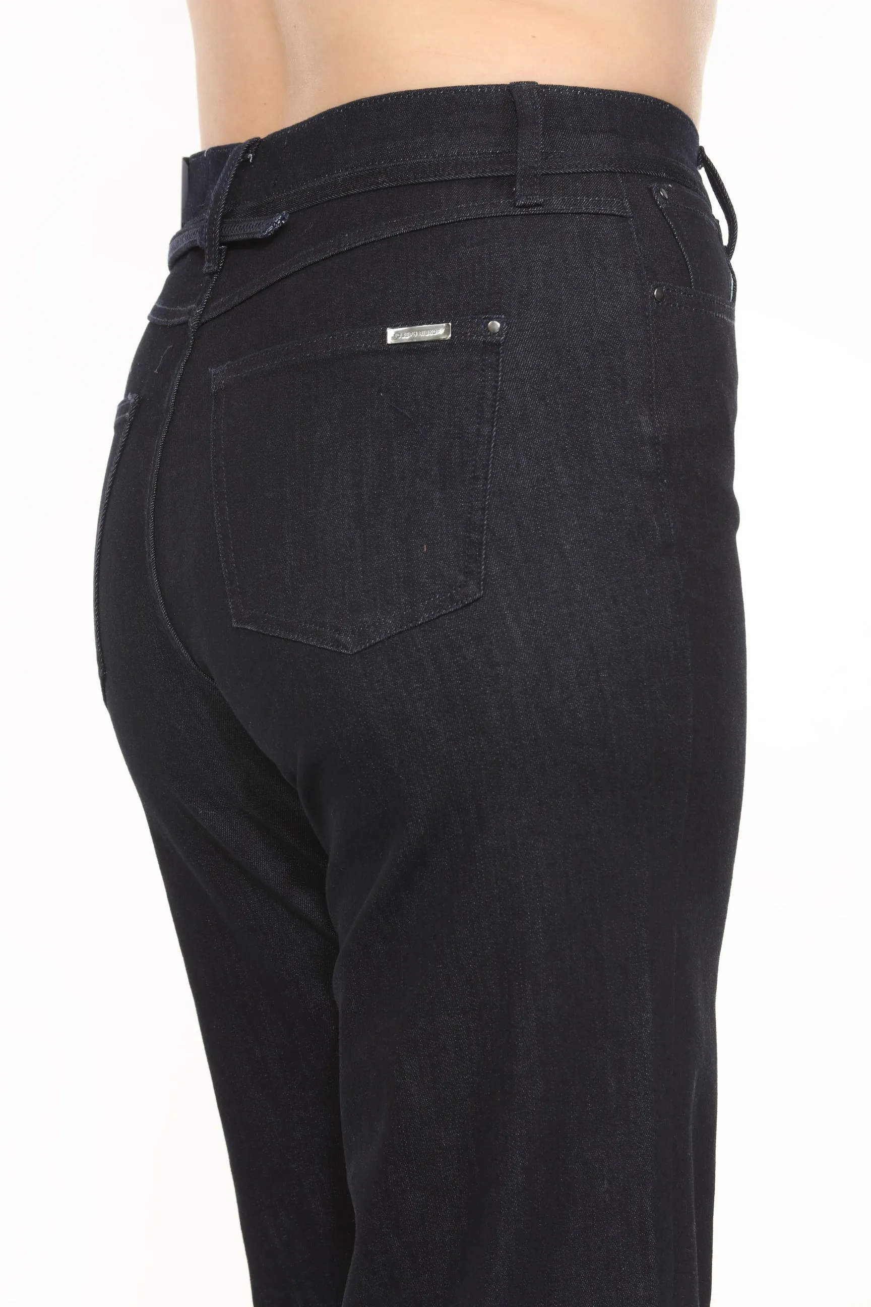 Joseph Ribkoff Indigo Blue Belted High Rise Wide Leg Denim Jeans 243913