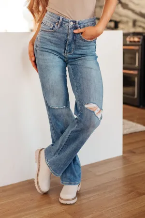 JUDY BLUE Bree High Rise Control Top Distressed Straight Jeans