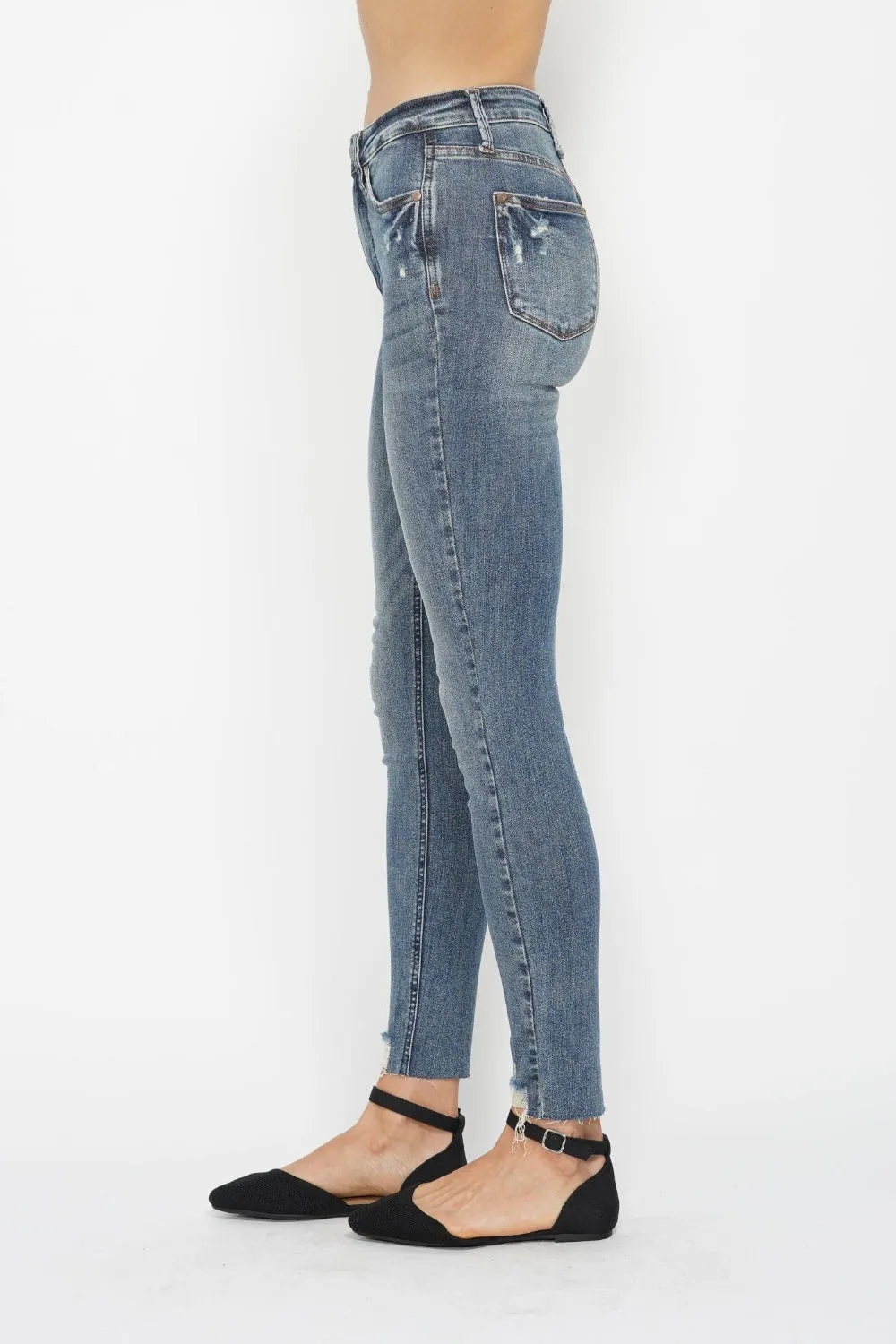 Judy Blue Tummy Control Vintage Wash Hem Destroy Skinny Jeans ONLINE EXCLUSIVE