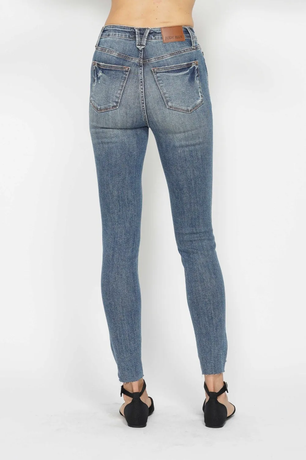 Judy Blue Tummy Control Vintage Wash Hem Destroy Skinny Jeans ONLINE EXCLUSIVE