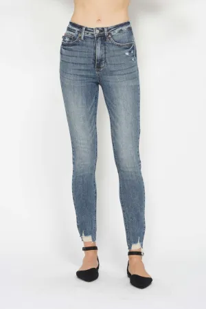 Judy Blue Tummy Control Vintage Wash Hem Destroy Skinny Jeans ONLINE EXCLUSIVE