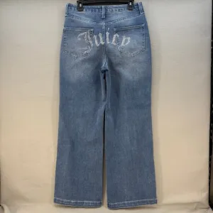 Juicy Couture Jeans Women's 11/30 Blue Lunita Wide Leg Rhinestone Logo 80s