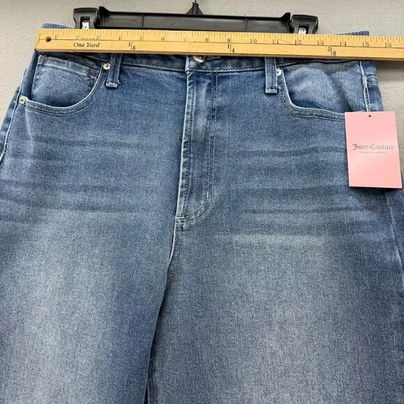 Juicy Couture Jeans Women's 11/30 Blue Lunita Wide Leg Rhinestone Logo 80s