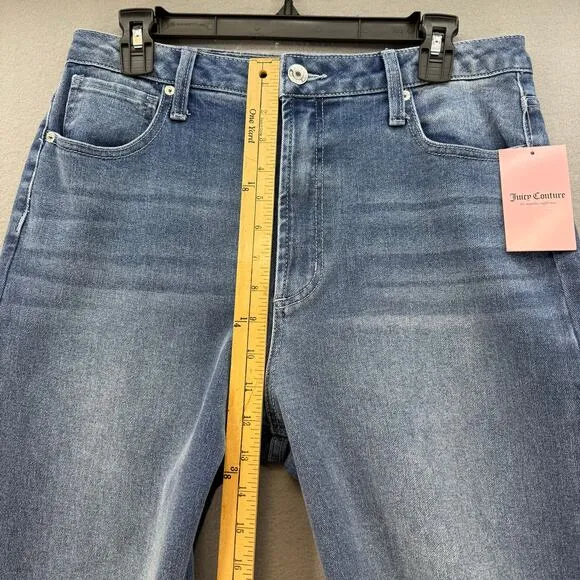 Juicy Couture Jeans Women's 11/30 Blue Lunita Wide Leg Rhinestone Logo 80s