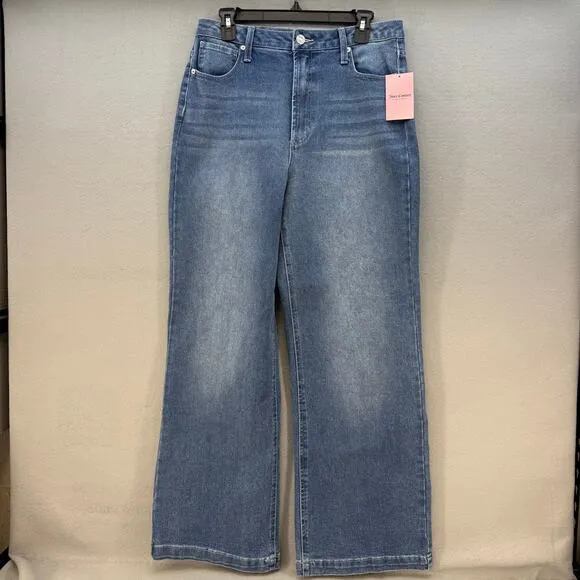 Juicy Couture Jeans Women's 11/30 Blue Lunita Wide Leg Rhinestone Logo 80s