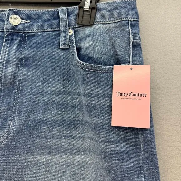 Juicy Couture Jeans Women's 11/30 Blue Lunita Wide Leg Rhinestone Logo 80s