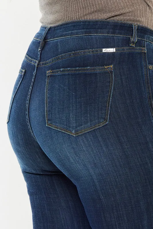 Kan Can Plus Petite Dark Wash Mid Rise Flare Jeans