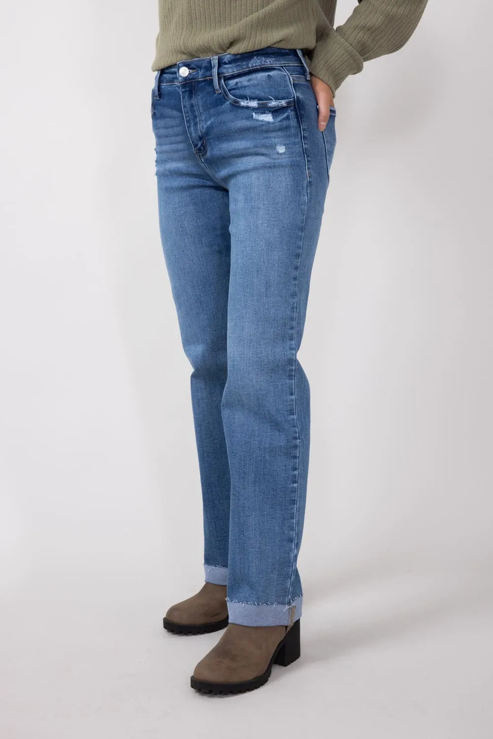 KanCan High Rise Dark Wash Clean Straight Jeans for Women | KC20072D