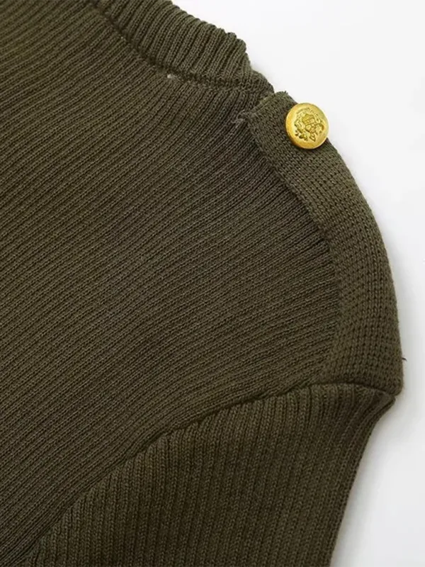 Knit Mini Dress with Button-Down Front and Ribbed Texture