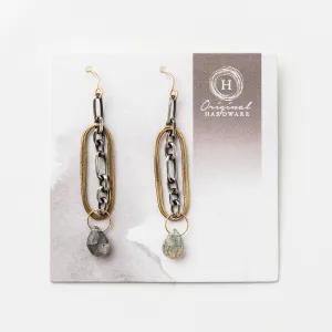 Labradorite Oval and Chain Earrings